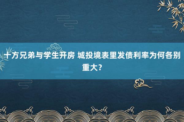 十方兄弟与学生开房 城投境表里发债利率为何各别重大？