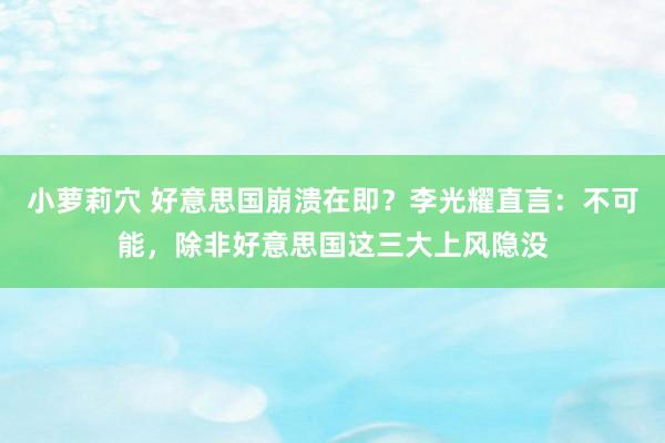 小萝莉穴 好意思国崩溃在即？李光耀直言：不可能，除非好意思国这三大上风隐没